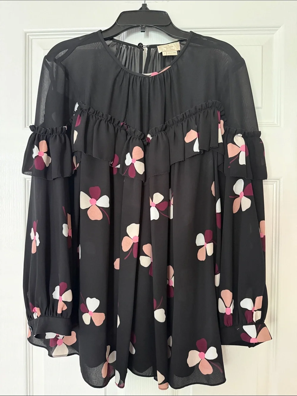 Kate Spade Dusk Buds Ruffle Blouse